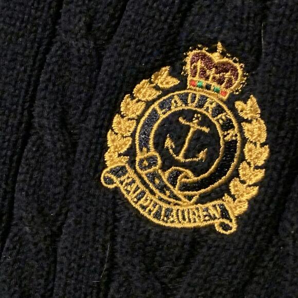 Lauren Ralph Lauren Sweater 1x Crest Dark blue 1/4 Zip Up Embroidered Logo LRL - Picture 5 of 6